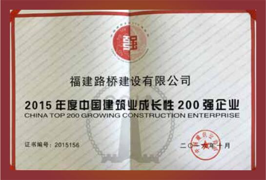 2015年度中國建筑業(yè)成長性200強企業(yè)
